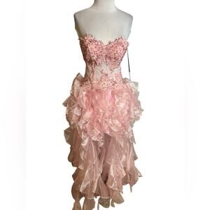 NWT  Alyce 6054 Paris High Low Evening Dress pink Sz 2